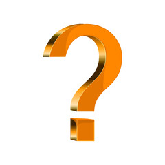Orange question mark isolated on a white background