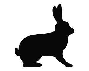Silhouette of a rabbit isolated on a white background