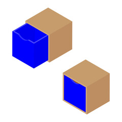 Stackable storage cube toy organizer isolated on white background isometric view.