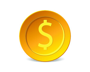 realistic gold coin icon isolated on a white background