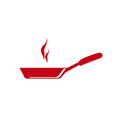Frying pan red icon isolated on white background. Vector graphic illustration for website design, logo, app, and ui.