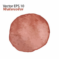 Vector Watercolor Brush Stroke Splash Circle in Brown Color. Handmade design element. Hand Painted watercolour Dot