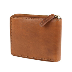 New light brown closed wallet of cattle leather isolated