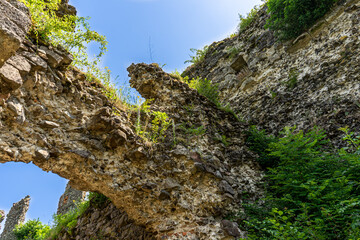 Ruins of Khust castle which was built as a fortress to protect the salt road from Solotvyno in...