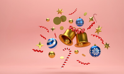 festive celebrations for new year and christmas party christmas balls ribbons, gift boxes.