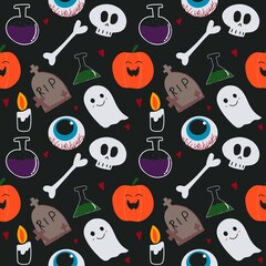 Seamless Halloween Pattern.Endless texture can be used for wallpaper.
