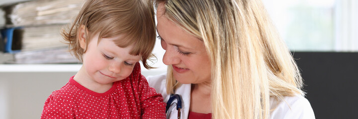 Little child at pediatrician reception