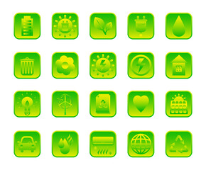Green energy concept icons