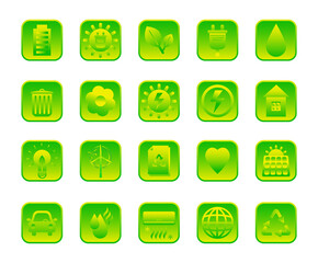 Green energy concept icons