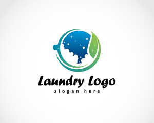 laundry logo creative nature leave clean wash business