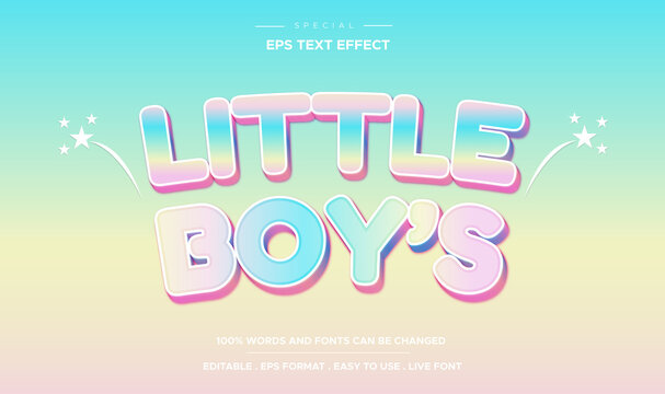 Editable text effect little boy's style