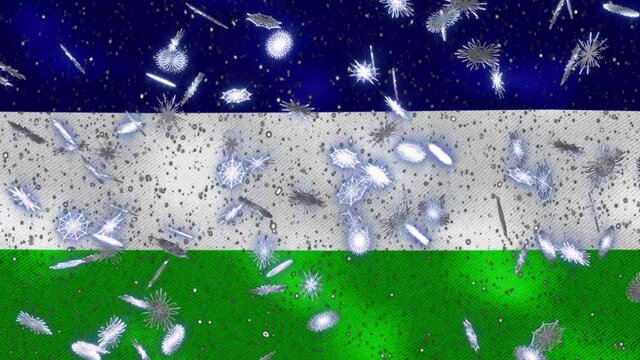 Kingdom of Araucania and Patagonia waving flag and snowfall cyclic background for Christmas and New Year, loop