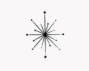 Vector illustration of a textured snowflake , for Christmas and New Year's design, isolated on a white background.