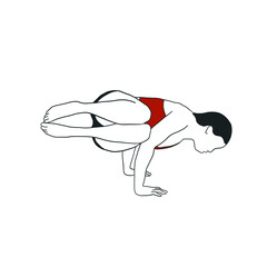 Woman doing yoga asana with handstand. Hand drawn female outline control silhouette. Healthy active lifestyle. Meditation mind 