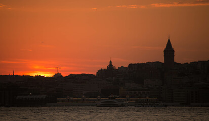 Naklejka premium ıstanbul bosphours galata tower istanbul sunset
