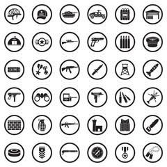 Fototapeta premium Army Icons. Black Flat Design In Circle. Vector Illustration.