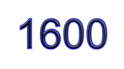 blue 1600 number 3d effect white background