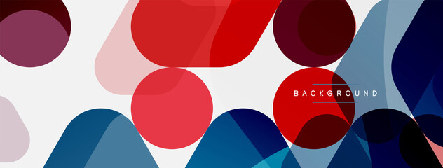 Color bubbles and rounded geometric shapes on white. Vector geometric minimal abstract background for wallpaper, banner, background, landing page