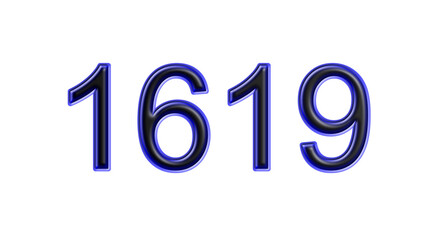 blue 1619 number 3d effect white background