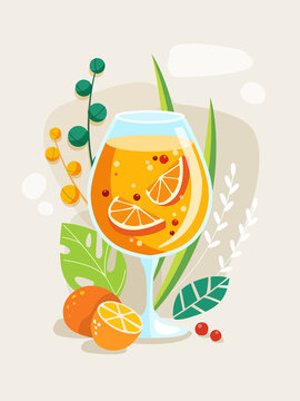 Summer tropical cocktail Bahama mama. Vector illustration