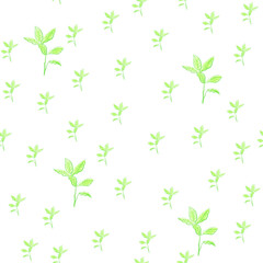 leaves background. Hand drawing leaf seamless pattern, pencil sketch.