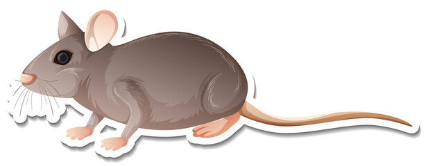 A sticker template of rat cartoon character