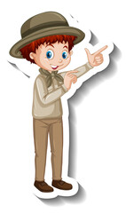 A sticker template of boy cartoon character