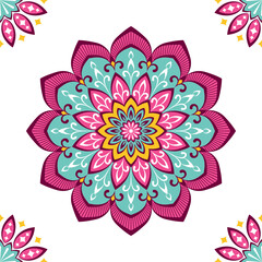 Fototapeta na wymiar Colorful mandala with floral ornament