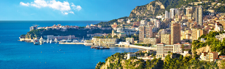 Fototapeta na wymiar Monaco cityscape and coastline panoramic view