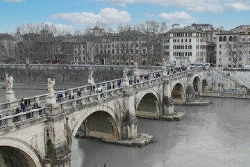 ancient bridge over the tiber of Castel Sant'Angelo Rome