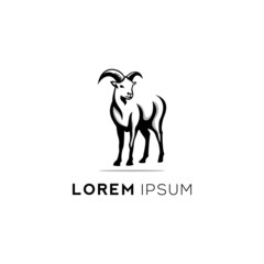 template goat logo design modern,black and white vector icon emblems wildlife