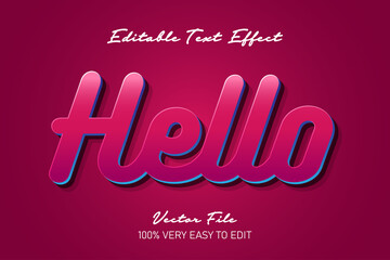 red blue hello modern text effect