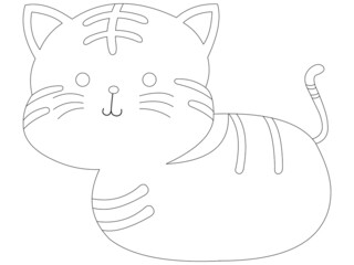 子供向けのかわいい寅の線画イラスト素材