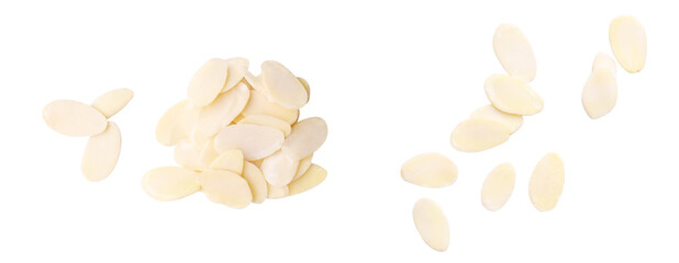 almond slice,snack nut healthy food ,almond nut on white isolated clipping path