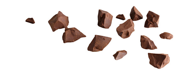 chocolate piece,roasted cocoa,snack food ,chocolate fly explosion on white isolated,food chocolate...