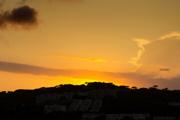 Twilight, sunset in summer on the Catalan coast