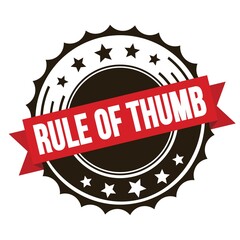RULE OF THUMB text on red brown ribbon stamp.