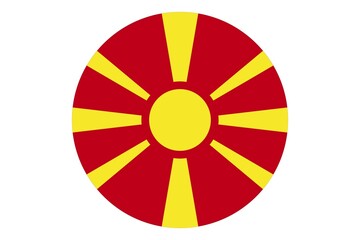 Obraz premium Circle flag vector of North Macedonia on white background.
