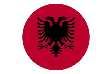 Circle flag vector of Albania on white background.