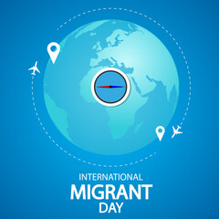 Worldwide travel to international migrant day, vector art illustration.