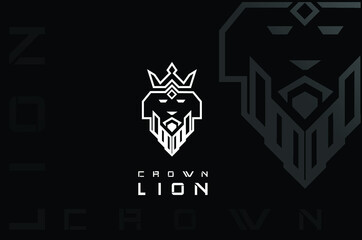 Minimal Abstract Vector of Lion Head Logo Design
