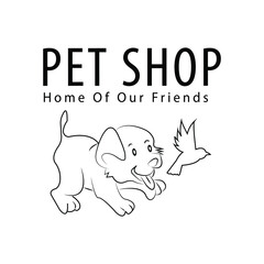 pets shop logo design, illustration vector graphic of cat, dog, bird, and rabit perfect for everyone, onlyn shop and company