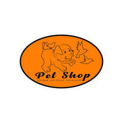 pets shop logo design, illustration vector graphic of cat, dog, bird, and rabit perfect for everyone, onlyn shop and company