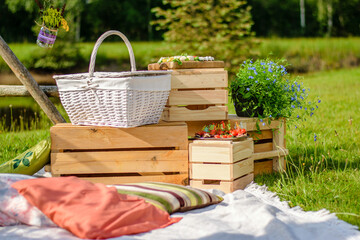 Decorated picnic place during summertime