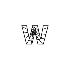 letter W with spider web