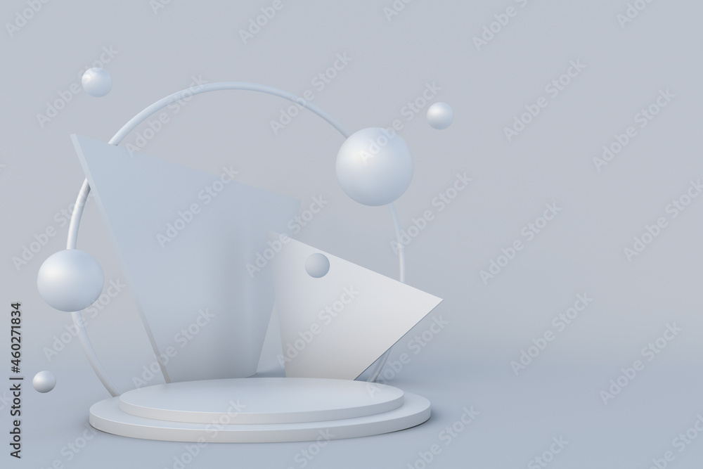 Poster minimal scene with round podium isolated on white background. geometric shapes. 3d rendering. scene 