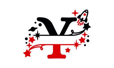 Y Alphabet kids split space abstract monogram vector logo template