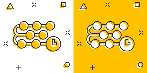 Timeline icon in comic style. Progress cartoon vector illustration on white isolated background. Diagram splash effect business concept.