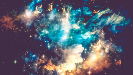 Obraz na płótnie Canvas Colourful Deep Space Nebular Stary Galaxy Background