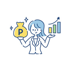 ポイント運用の説明をする女性のイラスト